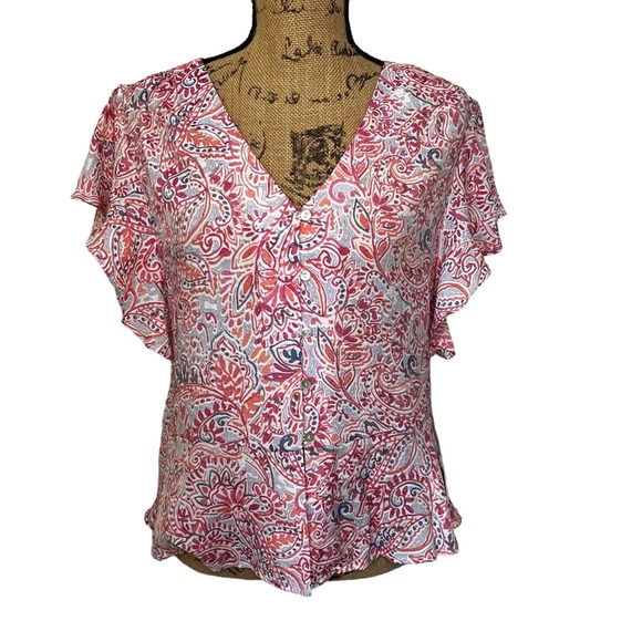 Nanette Lepore Tops - NWT Nanette Lepore Ruffle sleeve Blouse Large